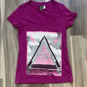 Metal Mulisha Purple V-Neck Tee with Graphic